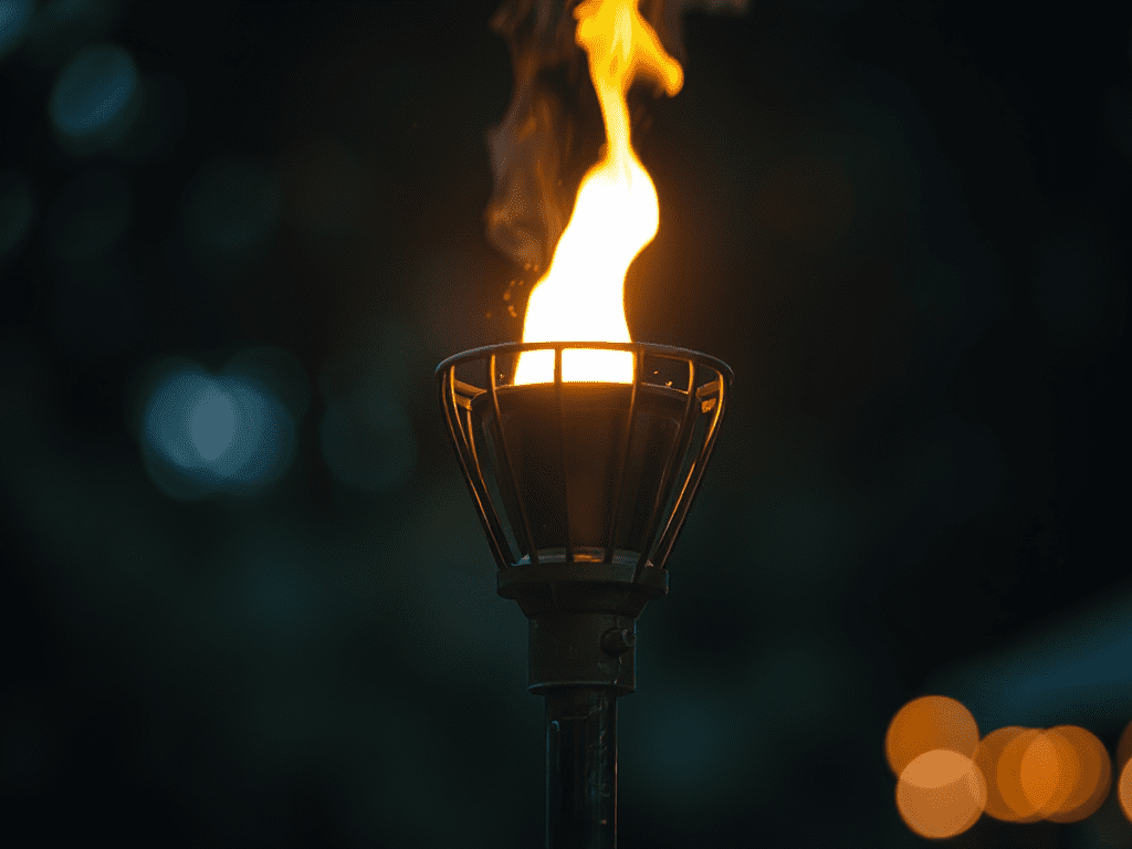 dslr photo of a gas powered tiki torch